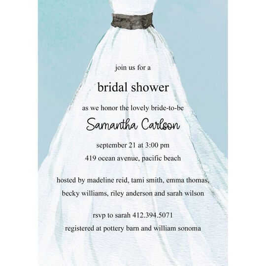 Blue Sashed Gown Invitations